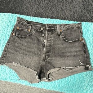 Levi’s 501 Denim Cut-off shorts, size W29, color Grey, EUC